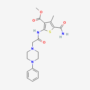 molecular formula C20H24N4O4S B4863459 methyl 5-(aminocarbonyl)-4-methyl-2-{[(4-phenyl-1-piperazinyl)acetyl]amino}-3-thiophenecarboxylate 