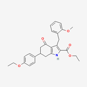 molecular formula C27H29NO5 B4863559 ETHYL 6-(4-ETHOXYPHENYL)-3-[(2-METHOXYPHENYL)METHYL]-4-OXO-4,5,6,7-TETRAHYDRO-1H-INDOLE-2-CARBOXYLATE 