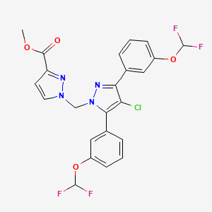 molecular formula C23H17ClF4N4O4 B4863632 methyl 1-({4-chloro-3,5-bis[3-(difluoromethoxy)phenyl]-1H-pyrazol-1-yl}methyl)-1H-pyrazole-3-carboxylate 