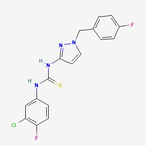 molecular formula C17H13ClF2N4S B4863646 N-(3-chloro-4-fluorophenyl)-N'-[1-(4-fluorobenzyl)-1H-pyrazol-3-yl]thiourea 