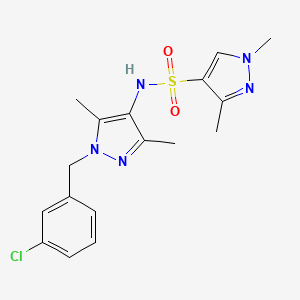 molecular formula C17H20ClN5O2S B4863666 N~4~-[1-(3-CHLOROBENZYL)-3,5-DIMETHYL-1H-PYRAZOL-4-YL]-1,3-DIMETHYL-1H-PYRAZOLE-4-SULFONAMIDE 