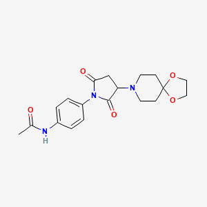 molecular formula C19H23N3O5 B4864018 N-{4-[3-(1,4-dioxa-8-azaspiro[4.5]dec-8-yl)-2,5-dioxopyrrolidin-1-yl]phenyl}acetamide 