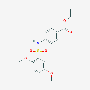 molecular formula C17H19NO6S B486494 Ethyl 4-{[(2,5-dimethoxyphenyl)sulfonyl]amino}benzoate CAS No. 693804-54-5