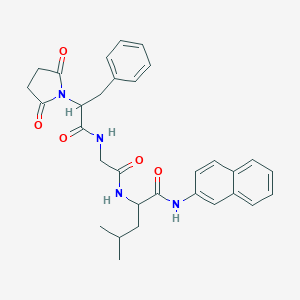 molecular formula C31H34N4O5 B048650 2-[[2-[[2-(2,5-dioxopyrrolidin-1-yl)-3-phenylpropanoyl]amino]acetyl]amino]-4-methyl-N-naphthalen-2-ylpentanamide CAS No. 117756-24-8