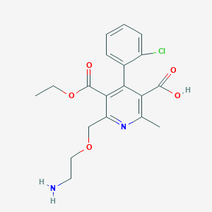 molecular formula C19H21ClN2O5 B048657 2-((2-Aminoethoxy)methyl)-4-(2-chlorophenyl)-6-methyl-3,5-pyridinedicarboxylic acid, 3-ethyl ester CAS No. 113994-38-0