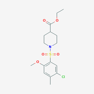 molecular formula C16H22ClNO5S B486640 Ethyl 1-[(5-chloro-2-methoxy-4-methylphenyl)sulfonyl]-4-piperidinecarboxylate CAS No. 791844-60-5