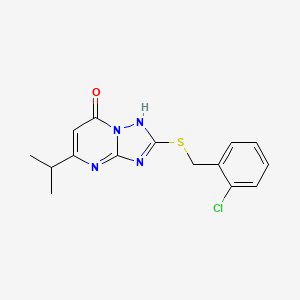 molecular formula C15H15ClN4OS B4866578 2-[(2-chlorobenzyl)thio]-5-isopropyl[1,2,4]triazolo[1,5-a]pyrimidin-7(4H)-one 