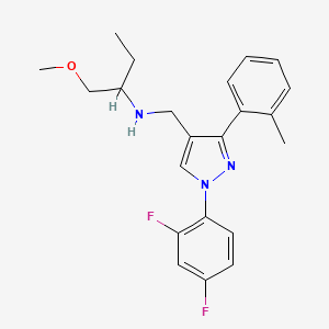 molecular formula C22H25F2N3O B4866677 N-{[1-(2,4-difluorophenyl)-3-(2-methylphenyl)-1H-pyrazol-4-yl]methyl}-1-methoxy-2-butanamine 