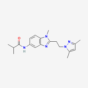 molecular formula C19H25N5O B4866683 N-{2-[2-(3,5-dimethyl-1H-pyrazol-1-yl)ethyl]-1-methyl-1H-benzimidazol-5-yl}-2-methylpropanamide 