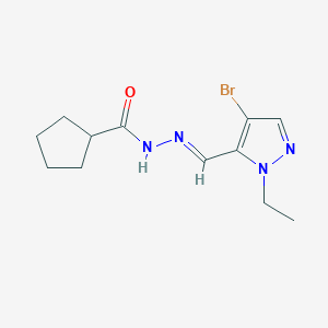 molecular formula C12H17BrN4O B4866788 N'-[(4-bromo-1-ethyl-1H-pyrazol-5-yl)methylene]cyclopentanecarbohydrazide 