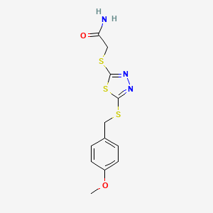 molecular formula C12H13N3O2S3 B4866966 2-((5-((4-METHOXYBENZYL)SULFANYL)-1,3,4-THIADIAZOL-2-YL)SULFANYL)ACETAMIDE 