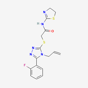 molecular formula C16H16FN5OS2 B4866982 N-(4,5-dihydro-1,3-thiazol-2-yl)-2-{[5-(2-fluorophenyl)-4-(prop-2-en-1-yl)-4H-1,2,4-triazol-3-yl]sulfanyl}acetamide 