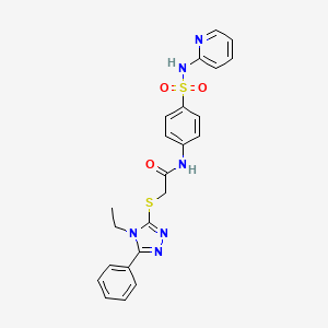 molecular formula C23H22N6O3S2 B4866988 2-[(4-ethyl-5-phenyl-4H-1,2,4-triazol-3-yl)thio]-N-{4-[(2-pyridinylamino)sulfonyl]phenyl}acetamide 