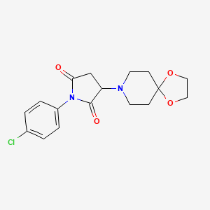 molecular formula C17H19ClN2O4 B4867014 1-(4-Chlorophenyl)-3-(1,4-dioxa-8-azaspiro[4.5]dec-8-yl)pyrrolidine-2,5-dione 