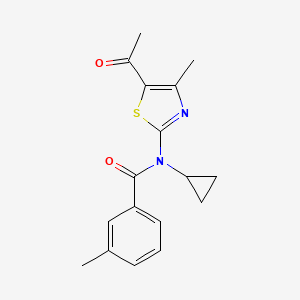molecular formula C17H18N2O2S B4867172 N-(5-acetyl-4-methyl-1,3-thiazol-2-yl)-N-cyclopropyl-3-methylbenzamide 