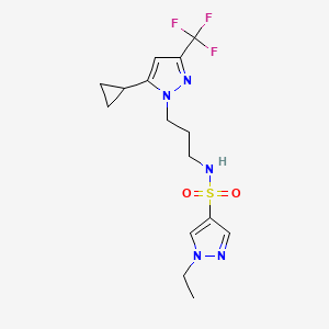 molecular formula C15H20F3N5O2S B4867201 N~4~-{3-[5-CYCLOPROPYL-3-(TRIFLUOROMETHYL)-1H-PYRAZOL-1-YL]PROPYL}-1-ETHYL-1H-PYRAZOLE-4-SULFONAMIDE 