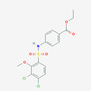 molecular formula C16H15Cl2NO5S B486738 Ethyl 4-{[(3,4-dichloro-2-methoxyphenyl)sulfonyl]amino}benzoate CAS No. 825609-03-8