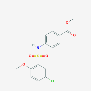 molecular formula C16H16ClNO5S B486739 Ethyl 4-{[(5-chloro-2-methoxyphenyl)sulfonyl]amino}benzoate CAS No. 794548-47-3