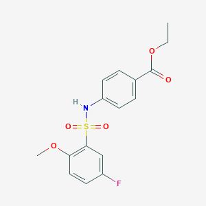 molecular formula C16H16FNO5S B486740 Ethyl 4-{[(5-fluoro-2-methoxyphenyl)sulfonyl]amino}benzoate CAS No. 794548-48-4