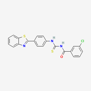 molecular formula C21H14ClN3OS2 B4867515 N-{[4-(1,3-benzothiazol-2-yl)phenyl]carbamothioyl}-3-chlorobenzamide 