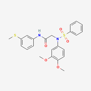 molecular formula C23H24N2O5S2 B4867541 N~2~-(3,4-dimethoxyphenyl)-N-[3-(methylsulfanyl)phenyl]-N~2~-(phenylsulfonyl)glycinamide 