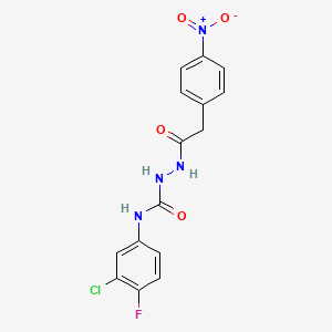 molecular formula C15H12ClFN4O4 B4867662 N-(3-chloro-4-fluorophenyl)-2-[(4-nitrophenyl)acetyl]hydrazinecarboxamide 