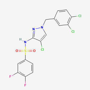 molecular formula C16H10Cl3F2N3O2S B4867738 N-[4-chloro-1-(3,4-dichlorobenzyl)-1H-pyrazol-3-yl]-3,4-difluorobenzenesulfonamide 