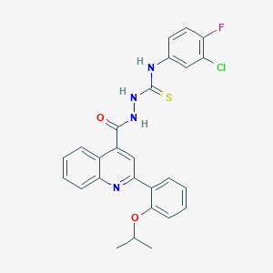 molecular formula C26H22ClFN4O2S B4867758 N-(3-chloro-4-fluorophenyl)-2-{[2-(2-isopropoxyphenyl)-4-quinolinyl]carbonyl}hydrazinecarbothioamide 