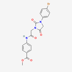 molecular formula C19H16BrN3O5 B4867780 Methyl 4-{2-[3-(4-bromophenyl)-2,5-dioxoimidazolidin-1-YL]acetamido}benzoate 