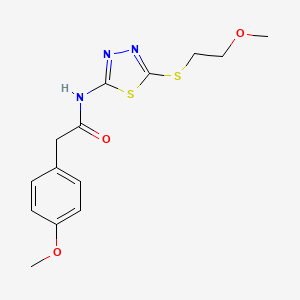 molecular formula C14H17N3O3S2 B4867793 N-{5-[(2-methoxyethyl)sulfanyl]-1,3,4-thiadiazol-2-yl}-2-(4-methoxyphenyl)acetamide 