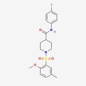 molecular formula C20H23IN2O4S B4867879 N-(4-iodophenyl)-1-(2-methoxy-5-methylphenyl)sulfonylpiperidine-4-carboxamide 