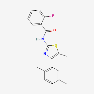 molecular formula C19H17FN2OS B4867950 N-[4-(2,5-dimethylphenyl)-5-methyl-1,3-thiazol-2-yl]-2-fluorobenzamide 
