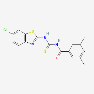 molecular formula C17H14ClN3OS2 B4867969 N-{[(6-chloro-1,3-benzothiazol-2-yl)amino]carbonothioyl}-3,5-dimethylbenzamide 