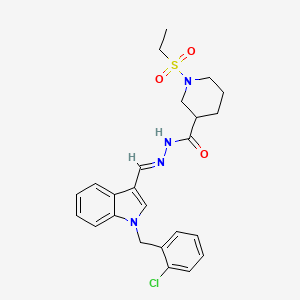 molecular formula C24H27ClN4O3S B4868054 N'-{(E)-[1-(2-chlorobenzyl)-1H-indol-3-yl]methylidene}-1-(ethylsulfonyl)piperidine-3-carbohydrazide 