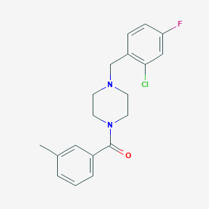 molecular formula C19H20ClFN2O B4868135 [4-(2-CHLORO-4-FLUOROBENZYL)PIPERAZINO](3-METHYLPHENYL)METHANONE 