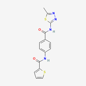 molecular formula C15H12N4O2S2 B4868225 N-(4-{[(5-methyl-1,3,4-thiadiazol-2-yl)amino]carbonyl}phenyl)-2-thiophenecarboxamide 