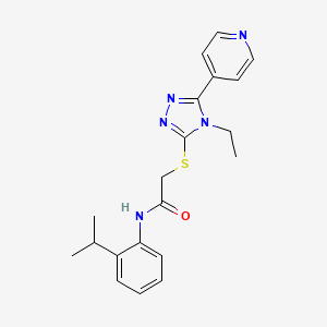 molecular formula C20H23N5OS B4868301 2-{[4-ethyl-5-(pyridin-4-yl)-4H-1,2,4-triazol-3-yl]sulfanyl}-N-[2-(propan-2-yl)phenyl]acetamide CAS No. 618427-12-6