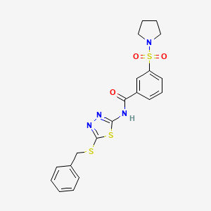 molecular formula C20H20N4O3S3 B4868362 N-[5-(benzylthio)-1,3,4-thiadiazol-2-yl]-3-(1-pyrrolidinylsulfonyl)benzamide 