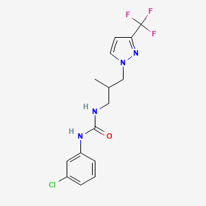 molecular formula C15H16ClF3N4O B4868383 N-(3-chlorophenyl)-N'-{2-methyl-3-[3-(trifluoromethyl)-1H-pyrazol-1-yl]propyl}urea 