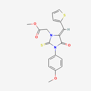 molecular formula C18H16N2O4S2 B4868390 methyl [3-(4-methoxyphenyl)-4-oxo-5-(2-thienylmethylene)-2-thioxo-1-imidazolidinyl]acetate 
