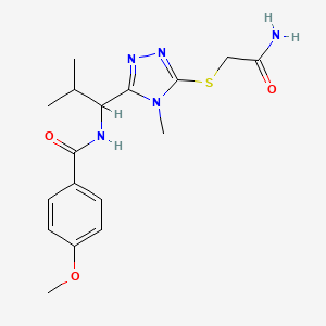 molecular formula C17H23N5O3S B4868400 N-(1-{5-[(2-amino-2-oxoethyl)sulfanyl]-4-methyl-4H-1,2,4-triazol-3-yl}-2-methylpropyl)-4-methoxybenzamide 
