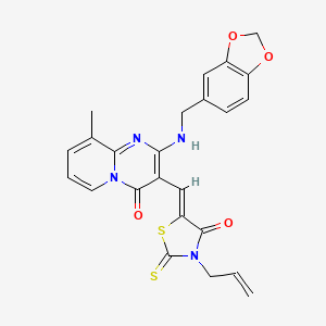 molecular formula C24H20N4O4S2 B4868469 3-[(3-allyl-4-oxo-2-thioxo-1,3-thiazolidin-5-ylidene)methyl]-2-[(1,3-benzodioxol-5-ylmethyl)amino]-9-methyl-4H-pyrido[1,2-a]pyrimidin-4-one 