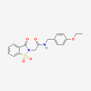 molecular formula C18H18N2O5S B4868513 2-(1,1-dioxido-3-oxo-1,2-benzisothiazol-2(3H)-yl)-N-(4-ethoxybenzyl)acetamide 