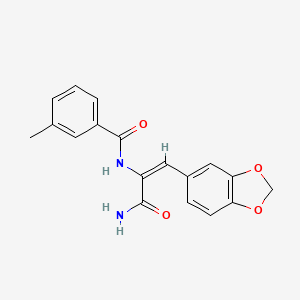 molecular formula C18H16N2O4 B4868626 N-[(E)-3-amino-1-(1,3-benzodioxol-5-yl)-3-oxoprop-1-en-2-yl]-3-methylbenzamide 