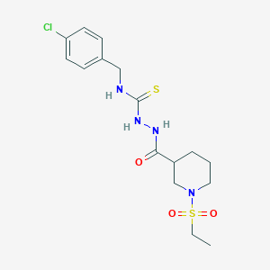 molecular formula C16H23ClN4O3S2 B4868698 N-(4-chlorobenzyl)-2-{[1-(ethylsulfonyl)piperidin-3-yl]carbonyl}hydrazinecarbothioamide 