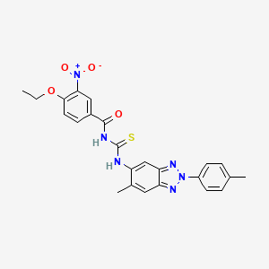 molecular formula C24H22N6O4S B4868762 4-ethoxy-N-({[6-methyl-2-(4-methylphenyl)-2H-1,2,3-benzotriazol-5-yl]amino}carbonothioyl)-3-nitrobenzamide 