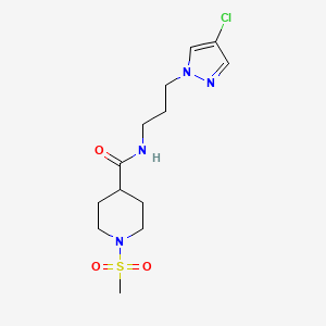 molecular formula C13H21ClN4O3S B4868799 N~4~-[3-(4-CHLORO-1H-PYRAZOL-1-YL)PROPYL]-1-(METHYLSULFONYL)-4-PIPERIDINECARBOXAMIDE 