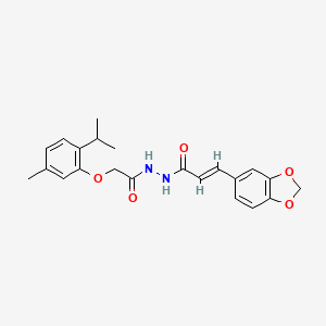 molecular formula C22H24N2O5 B4868814 N'-[(2E)-3-(2H-1,3-BENZODIOXOL-5-YL)PROP-2-ENOYL]-2-[5-METHYL-2-(PROPAN-2-YL)PHENOXY]ACETOHYDRAZIDE 