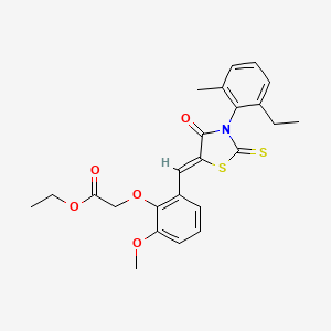 molecular formula C24H25NO5S2 B4868818 ethyl 2-[2-[(Z)-[3-(2-ethyl-6-methylphenyl)-4-oxo-2-sulfanylidene-1,3-thiazolidin-5-ylidene]methyl]-6-methoxyphenoxy]acetate 