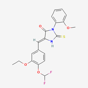 molecular formula C20H18F2N2O4S B4868898 4-{(Z)-1-[4-(DIFLUOROMETHOXY)-3-ETHOXYPHENYL]METHYLIDENE}-1-(2-METHOXYPHENYL)-2-SULFANYL-1H-IMIDAZOL-5-ONE 